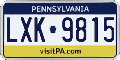 PA license plate LXK9815