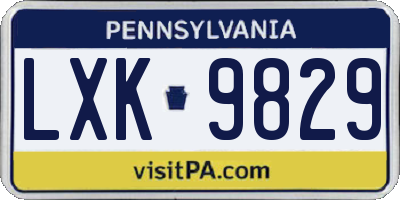 PA license plate LXK9829