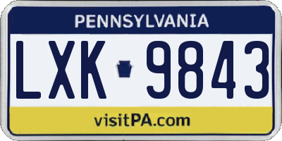 PA license plate LXK9843