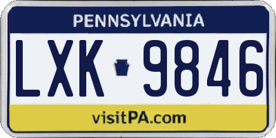 PA license plate LXK9846