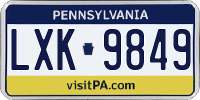 PA license plate LXK9849
