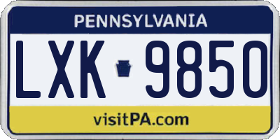 PA license plate LXK9850