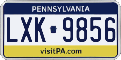 PA license plate LXK9856