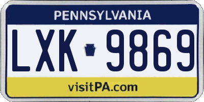 PA license plate LXK9869
