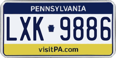 PA license plate LXK9886
