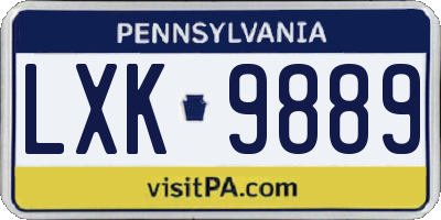 PA license plate LXK9889