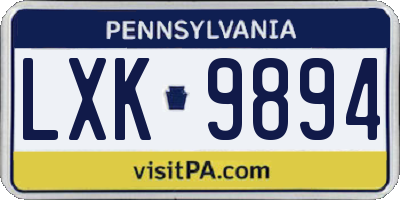 PA license plate LXK9894
