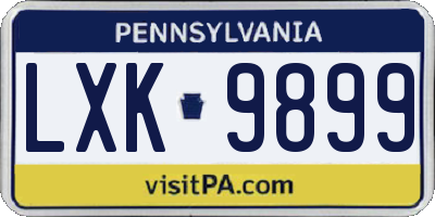 PA license plate LXK9899