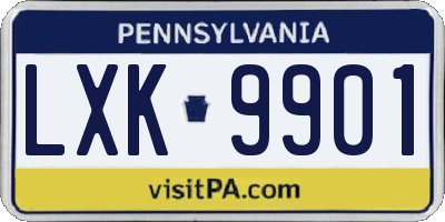 PA license plate LXK9901