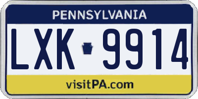 PA license plate LXK9914