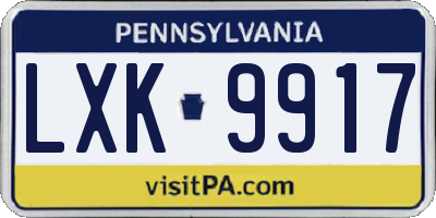 PA license plate LXK9917