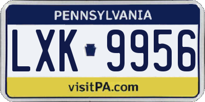 PA license plate LXK9956