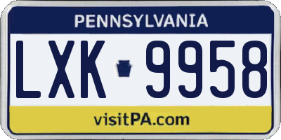 PA license plate LXK9958