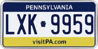 PA license plate LXK9959