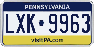 PA license plate LXK9963