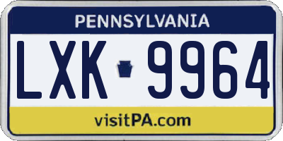 PA license plate LXK9964