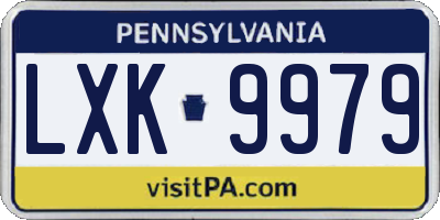 PA license plate LXK9979