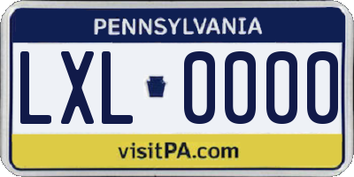 PA license plate LXL0000