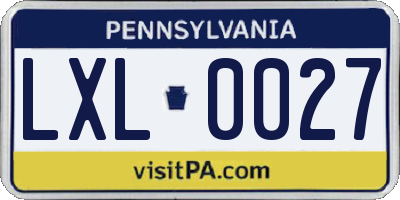 PA license plate LXL0027