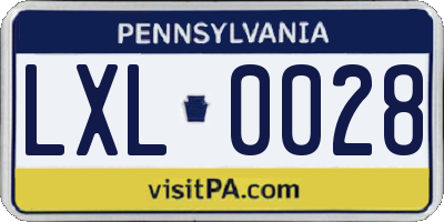 PA license plate LXL0028