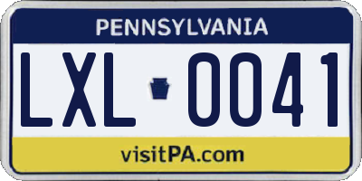 PA license plate LXL0041