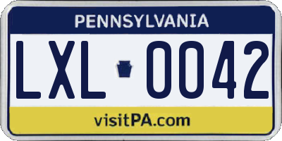 PA license plate LXL0042