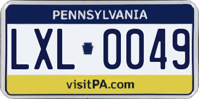 PA license plate LXL0049