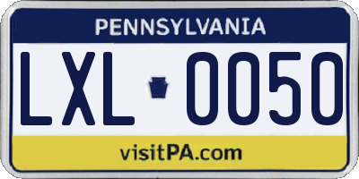 PA license plate LXL0050