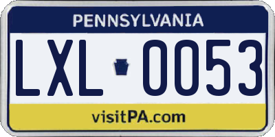 PA license plate LXL0053