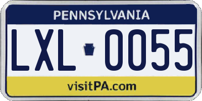 PA license plate LXL0055