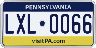 PA license plate LXL0066