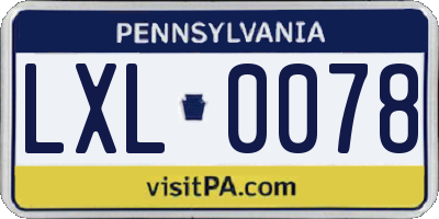 PA license plate LXL0078