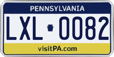 PA license plate LXL0082