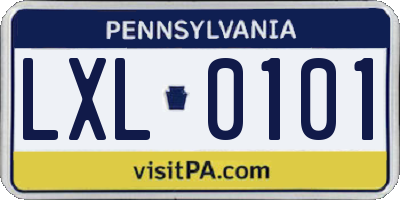 PA license plate LXL0101