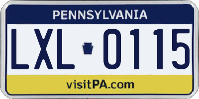 PA license plate LXL0115