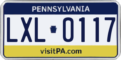 PA license plate LXL0117