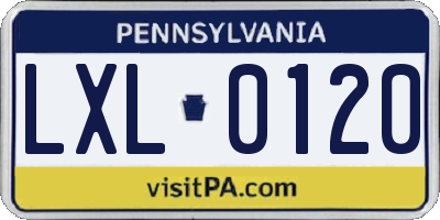 PA license plate LXL0120
