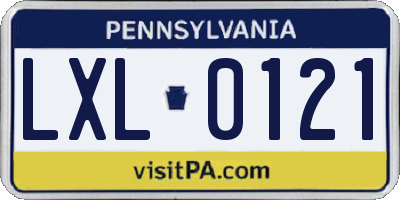 PA license plate LXL0121