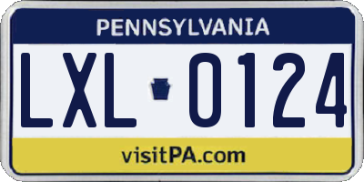 PA license plate LXL0124