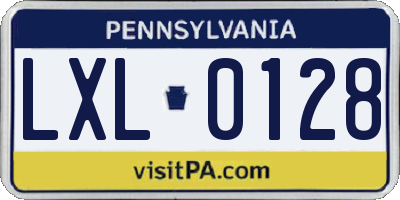 PA license plate LXL0128