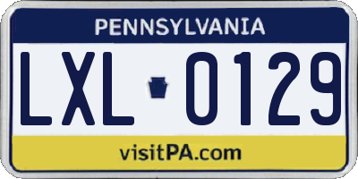 PA license plate LXL0129
