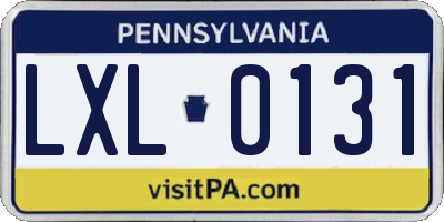 PA license plate LXL0131