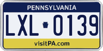 PA license plate LXL0139