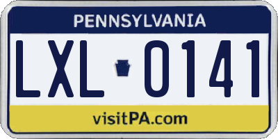 PA license plate LXL0141