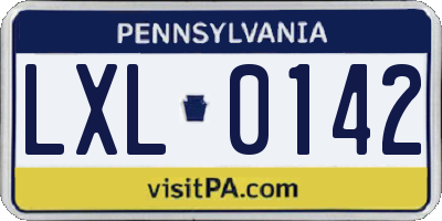 PA license plate LXL0142