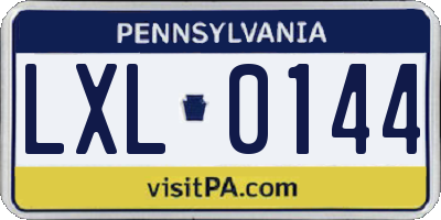 PA license plate LXL0144