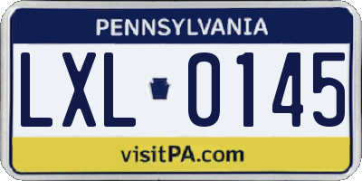 PA license plate LXL0145