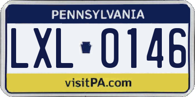 PA license plate LXL0146