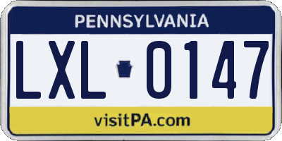 PA license plate LXL0147