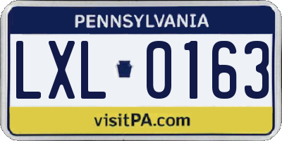 PA license plate LXL0163